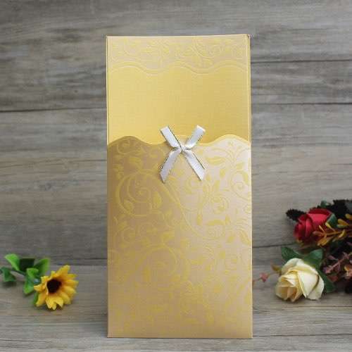 Cheap Pocket Invitation Card Wedding Invitation Rectangle Embossing 